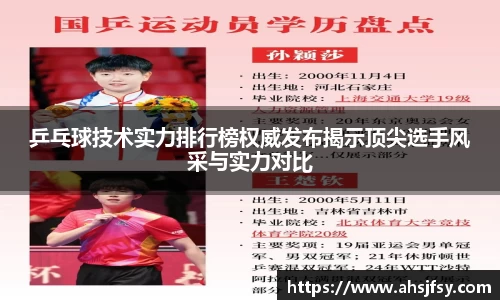 乒乓球技术实力排行榜权威发布揭示顶尖选手风采与实力对比